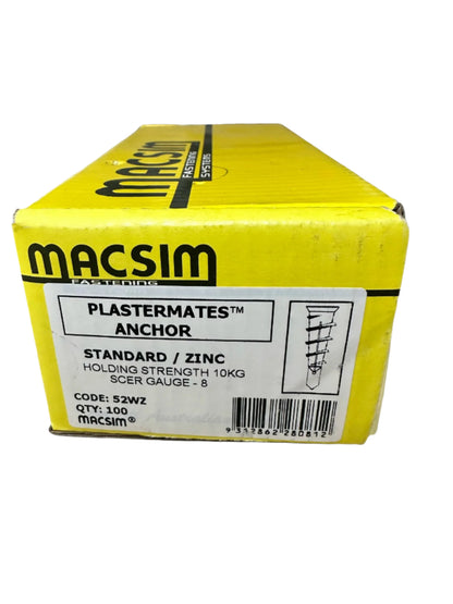 #8 Zinc Plasterboard Wall Plug to suit 6-8g Screws - Box of 100